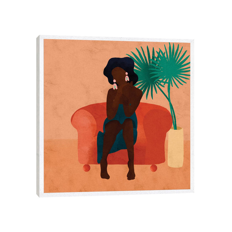 Nas by Reyna Noriega - Print on Canvas, 45.72 cm H x 45.72 cm W, White Framed