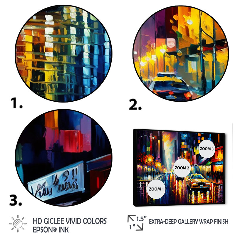 «Colorful Manhattan Time Square I», reproduction sur toile, H 30 po x l 40 po x P 1,5 po, Cadre flottant noir