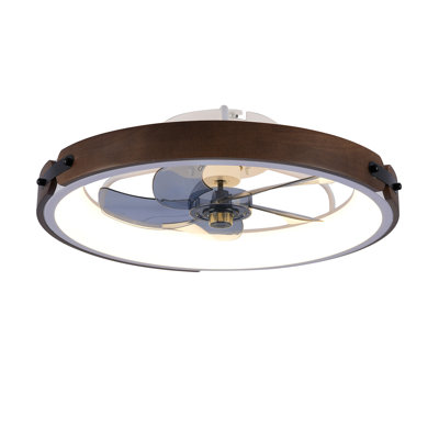 Ventilateur de plafond 20 po avec ensemble de lumières (DEL) et télécommande, ventilateur DEL encastré moderne à intensité variable 3000-6500K, 6 vitesses, moteur à courant continu silencieux pour le salon, la chambre à coucher, la cuisine - bois et blanc