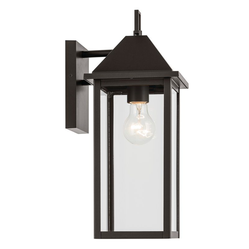 16.75" 1-Light Outdoor Wall Light with Clear Glass, Bronze, 16.75" H x 6.75"W x 8.25" D