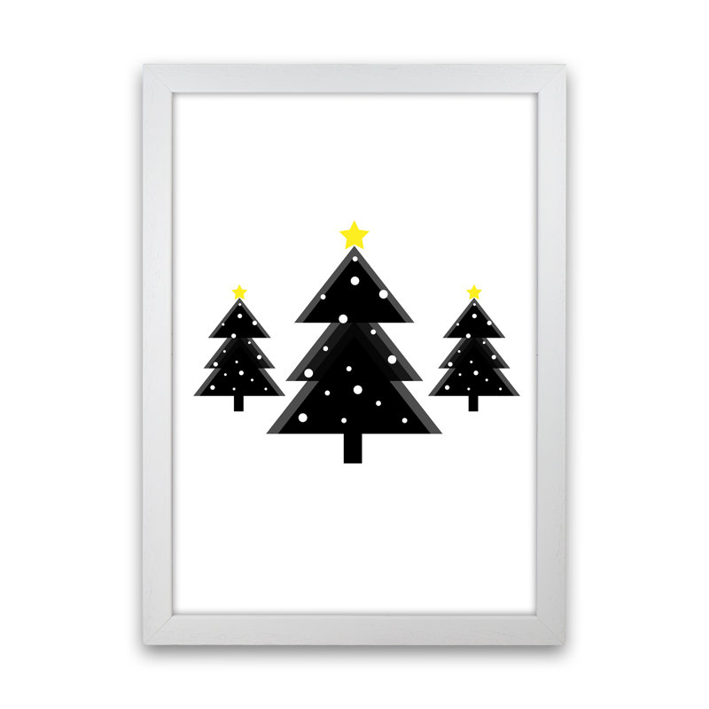 Christmas Trees - Single Picture Frame Print, White Framed, 88cm H x 64cm W x 3cm D