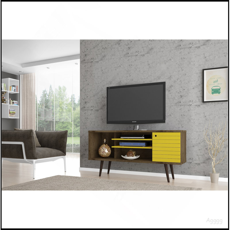 Meuble télé blanc et jaune, Brun/jaune