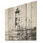 Mystérieux phare noir et blanc - art mural en bois côtier sur bois de pin naturel-1709040191