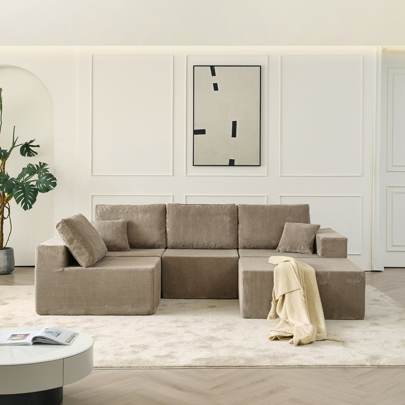 Canapé modulaire modulaire, canapé désossé, sans assemblage, canapé Cloud avec repose-pieds et coussins, parfait pour les salons et les chambres