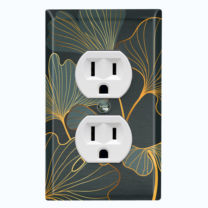 Green Lily Plant Leaves Paint Print 1 - Gang Toggle Light Switch Standard Wall Plate