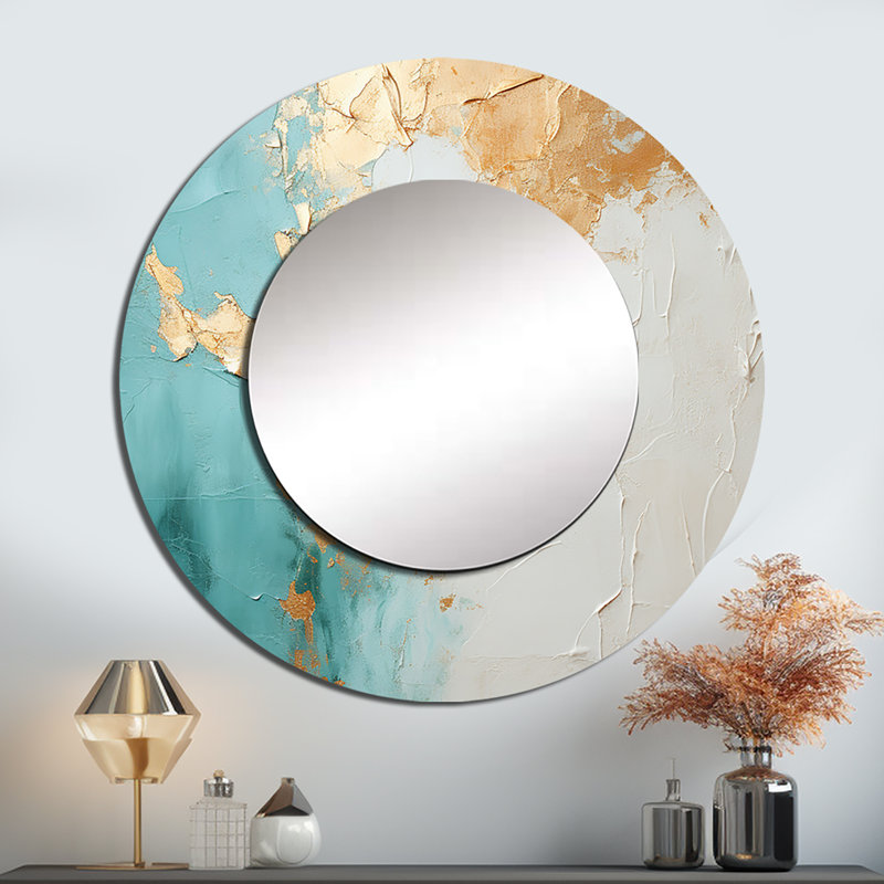 Shamecka Minimalisme méditation I - peinture abstraite, miroir mural rond unique moderne, impression sur métal, 29 po x 29 po