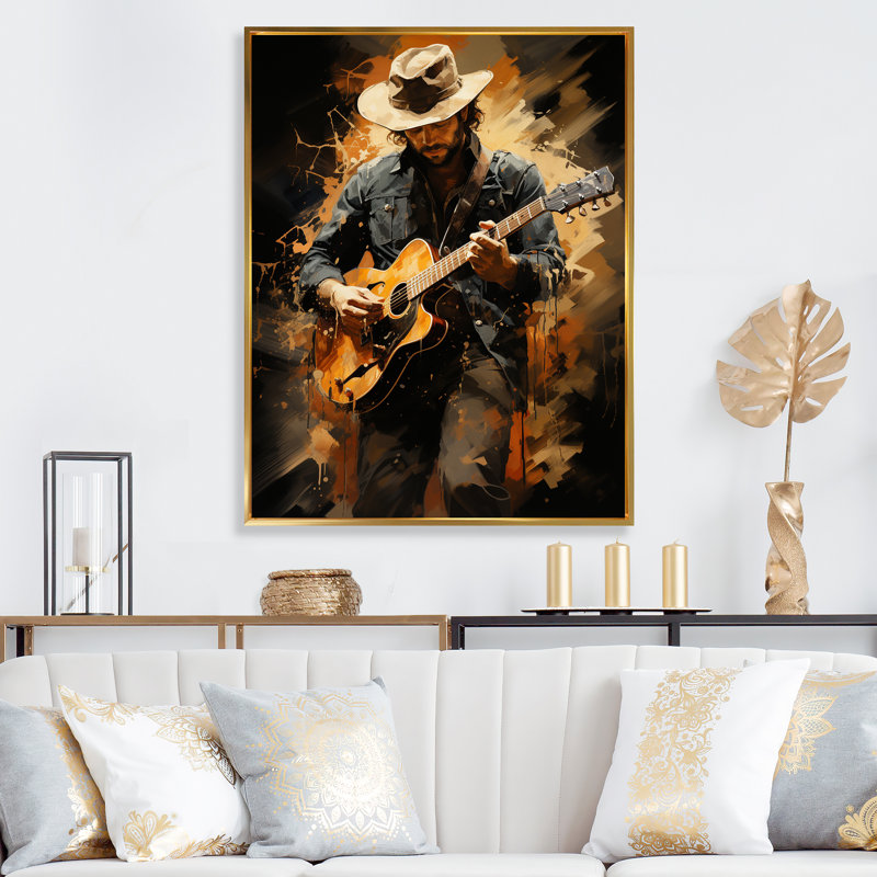 Besan Music Country Ballad Warm I, H 32 po x l 24 po x P 1 po, Cadre flottant doré