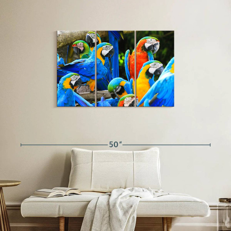 Brampt Flock Of Macaws, 24" H x 38" W