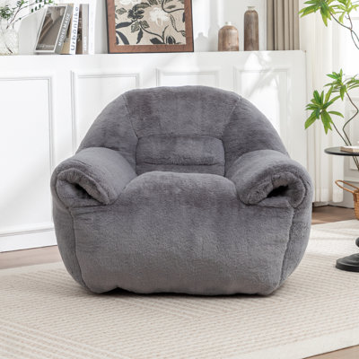 Fauteuil à billes en fausse fourrure avec dossier pour adultes et enfants, pour le salon, la chambre à coucher