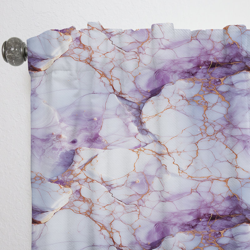 Crystal Vein Gold And Purple Marble Pattern - Abstract Marble Velvet Curtain - 1 Panel, 52" W x 84" L