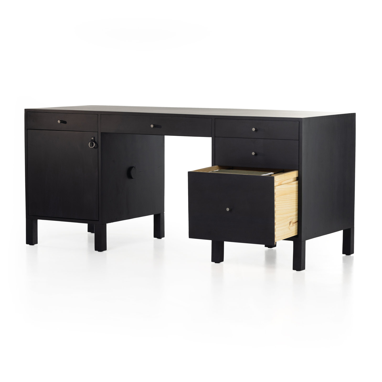 Kenzie Executive Desk, Black Wash Poplar