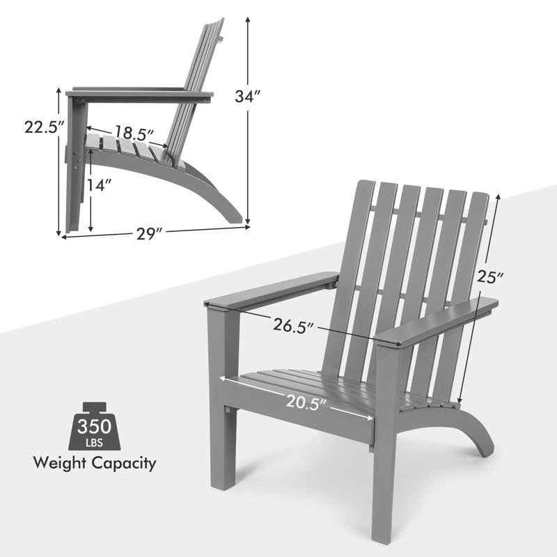 Parkerville Acacia Outdoor Adirondack Chair, Gray
