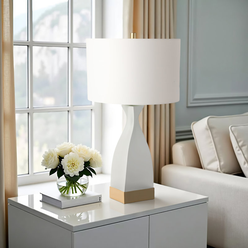 28" Casetta Glass Table Lamp, Clear/White