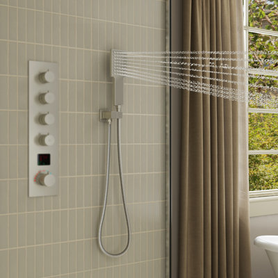 Pomme de douche à main en acier inoxydable 304 avec filetage standard 1/2 NPT et buses en silicone anti-colmatage