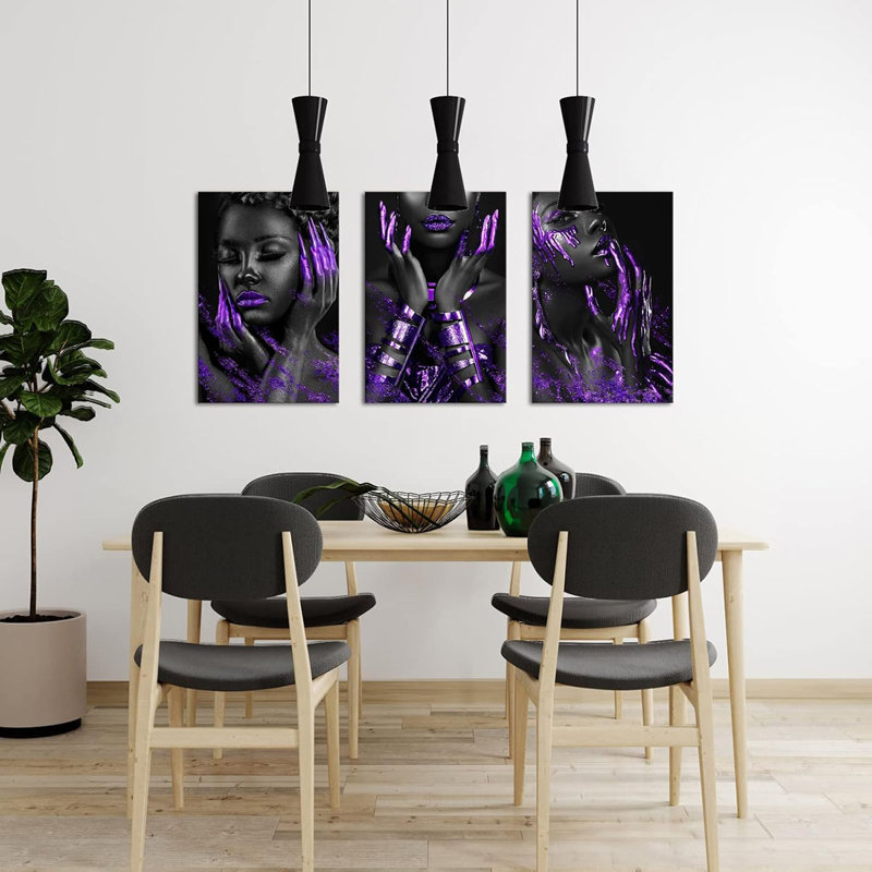 3 Piece Wrapped Canvas Set, Purple
