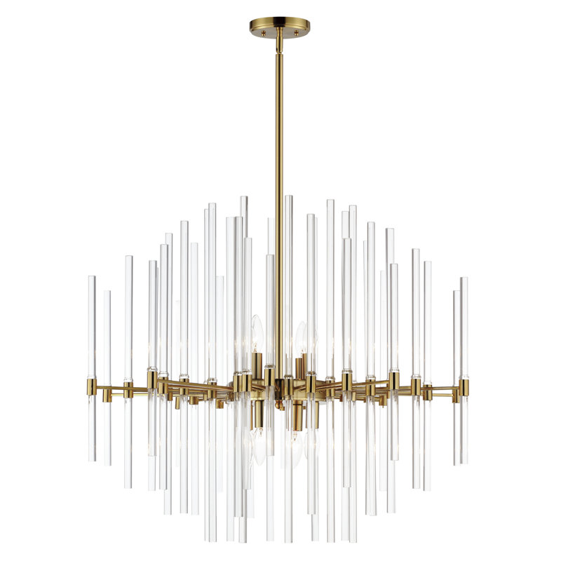 Chadley 8-Light Dimmable Cylinder Chandelier, Heritage Gold, 25.5" H x 28.5" W x 28.5" D