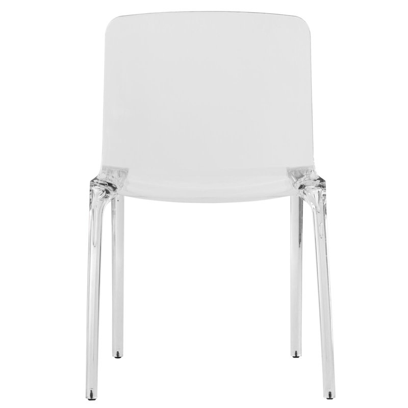 Lade Transparent Plastic Stackable Dining Chair with Waterfall Edge Seat – Lightweight Versatile Accent & Kitchen Side Chair, No Assembly Required