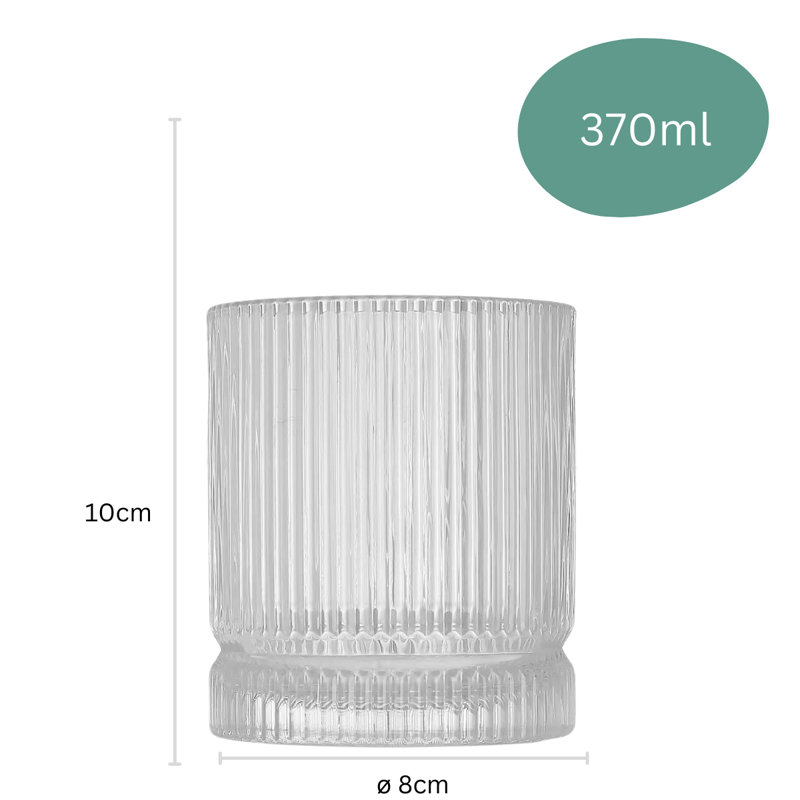 Zoha Borosilicate Glass Drinking Glass Set, Approx. 370ml