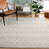 Tapis ivoire touffeté à la main à motif géométrique Giroux