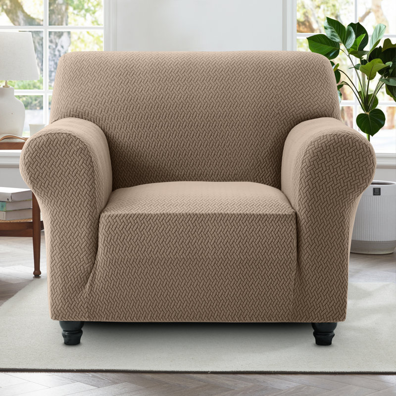 Luxury Stretchable Spandex Sofa Cover/Protector, 179 cm H x 165 cm W x 7 cm D, Coffee