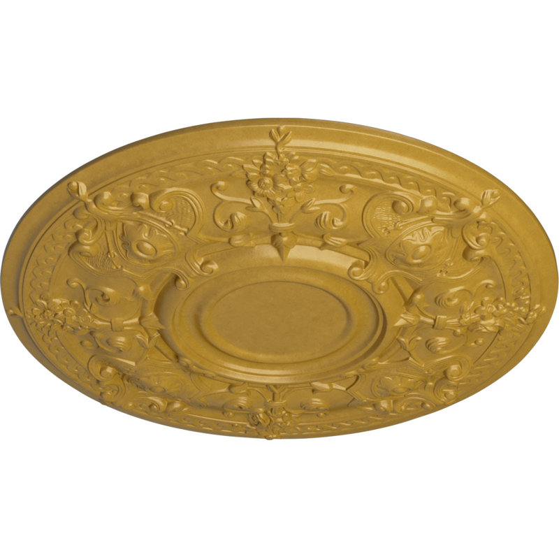 Médaillon de plafond Endurathane Oslo, DE 28 1/8 po x P 1 3/4 po (convient aux auvents jusqu'à 10 1/2 po), fini or irisé peint à la main
