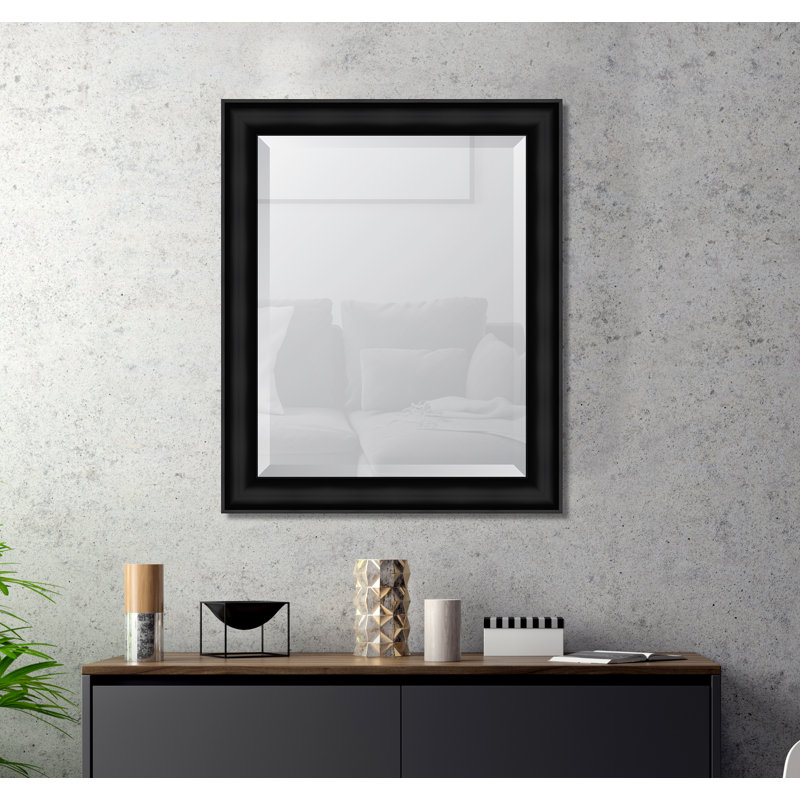 Brizio Flat Wall Mirror, 28" x 34", Black