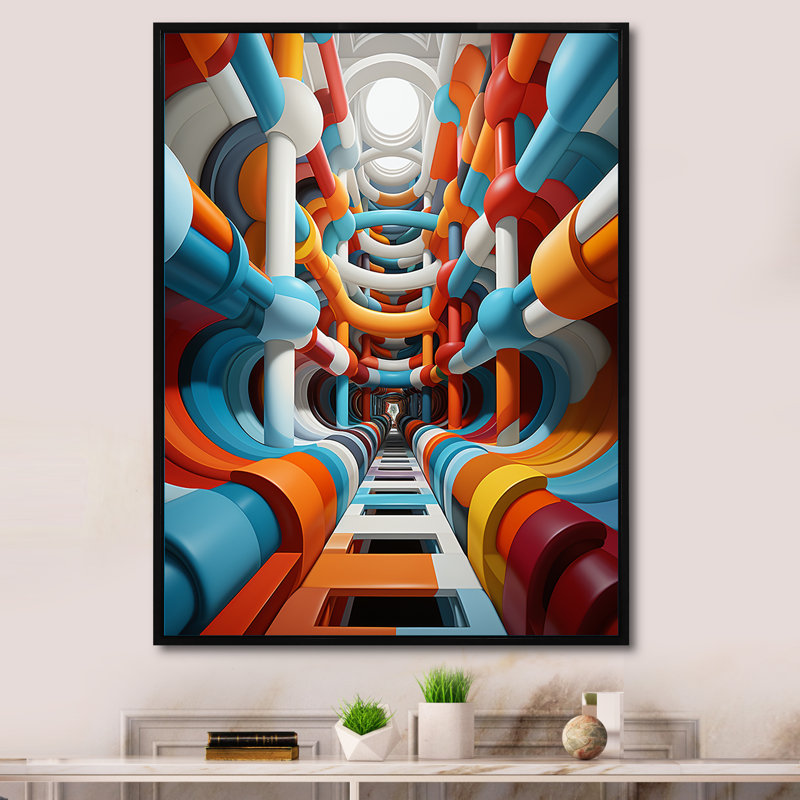 Illusion optique III sur toile, art, H 40 po x l 30 po x P 1,5 po, Cadre flottant noir
