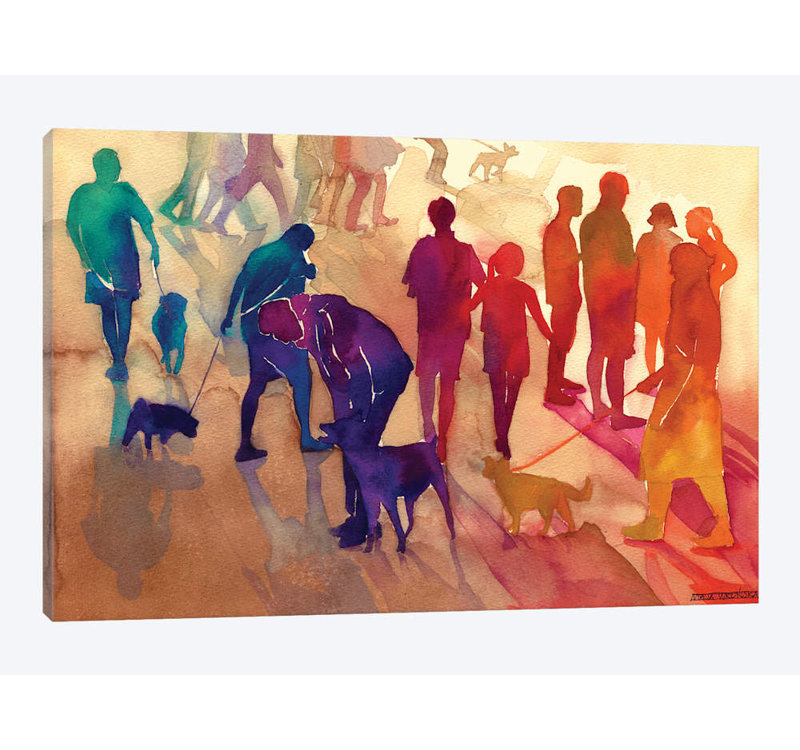 «Man's Best Friends» par Maja Wronska, impression sur toile, H 16 po x l 24 po x P 1 po, Papier d'art encadré noir, Blanc