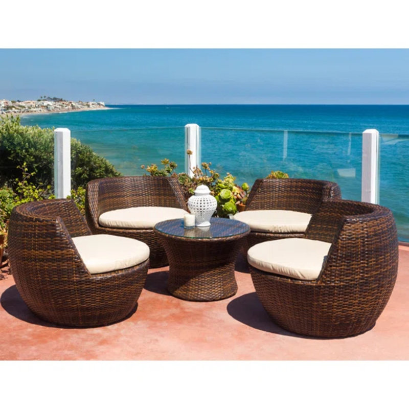 Wicker 4 - Person Patio Conversation Set with Cushions