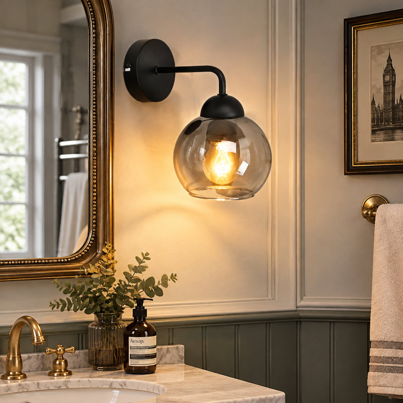 1-Light Black Armed Sconce