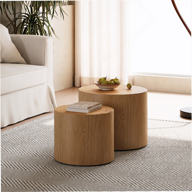 Ensemble de 2 tables basses gigognes, Naturel