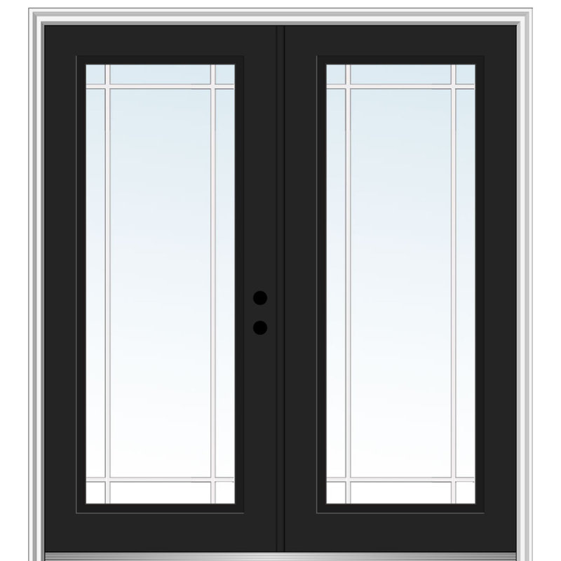Portes d'entrée internes pré-montées en fibre de verre apprêtées, S'ouvre à gauche vers l'intérieur, Blanc brillant