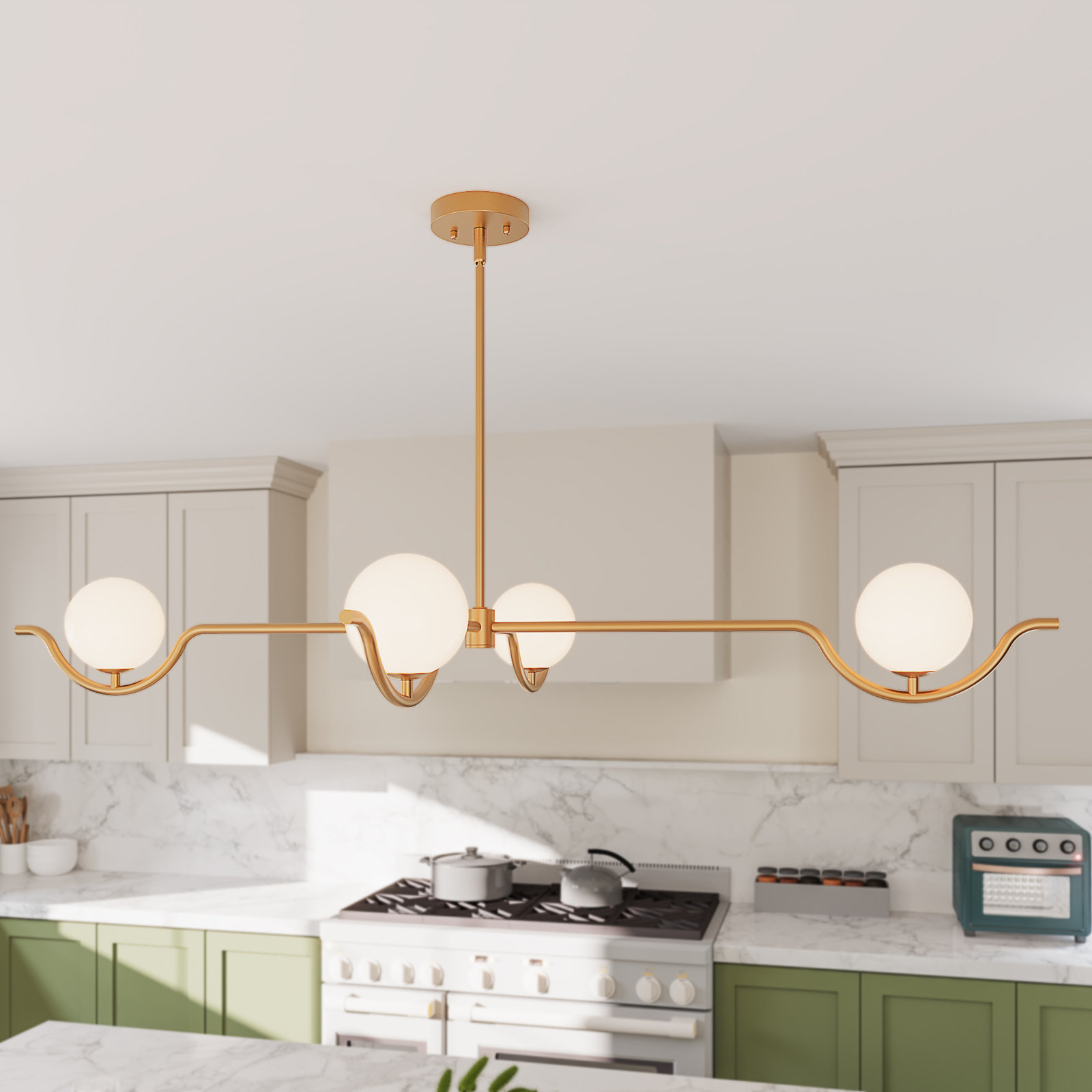 Waveform 4 - Light Dimmable Brushed Gold Chandelier