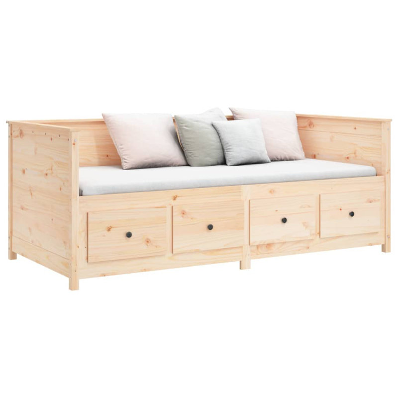vidaXL Day Bed without Mattress Bed Base Platform Bedstead Solid Wood Pine, Natural, Twin