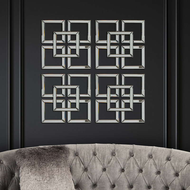 40x40cm Modern Home Decor Wall Mounted Clear Glass Mirror Art for Hallway & Bedroom