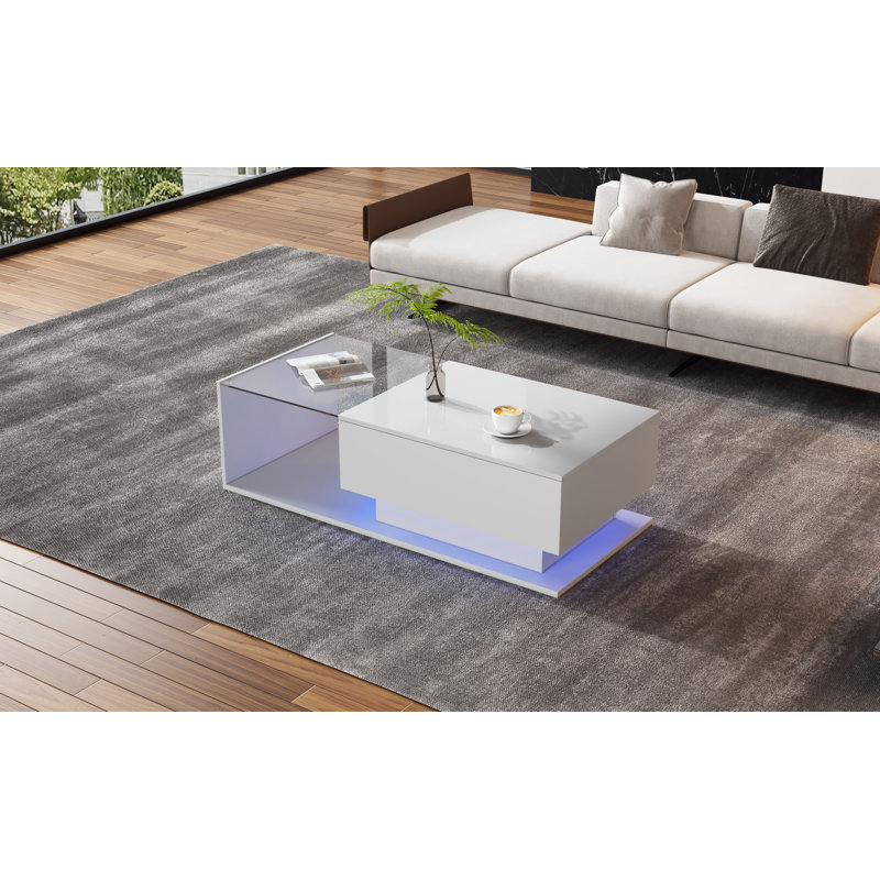 Coffee Table with Storage, White