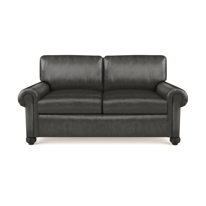 Causeuse Leroy, Ébène, H 36 po x l 72 po x P 49 po, Cuir rétro graphite