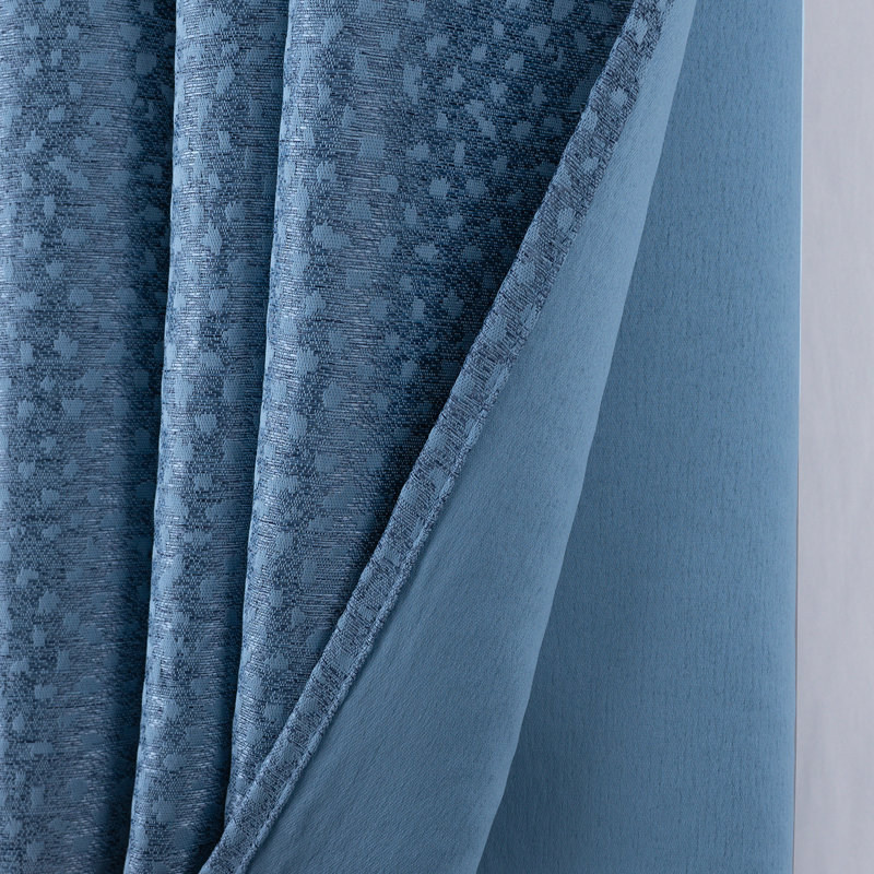 Kira Woven Texture Light Filtering Window Curtain, Medium Blue
