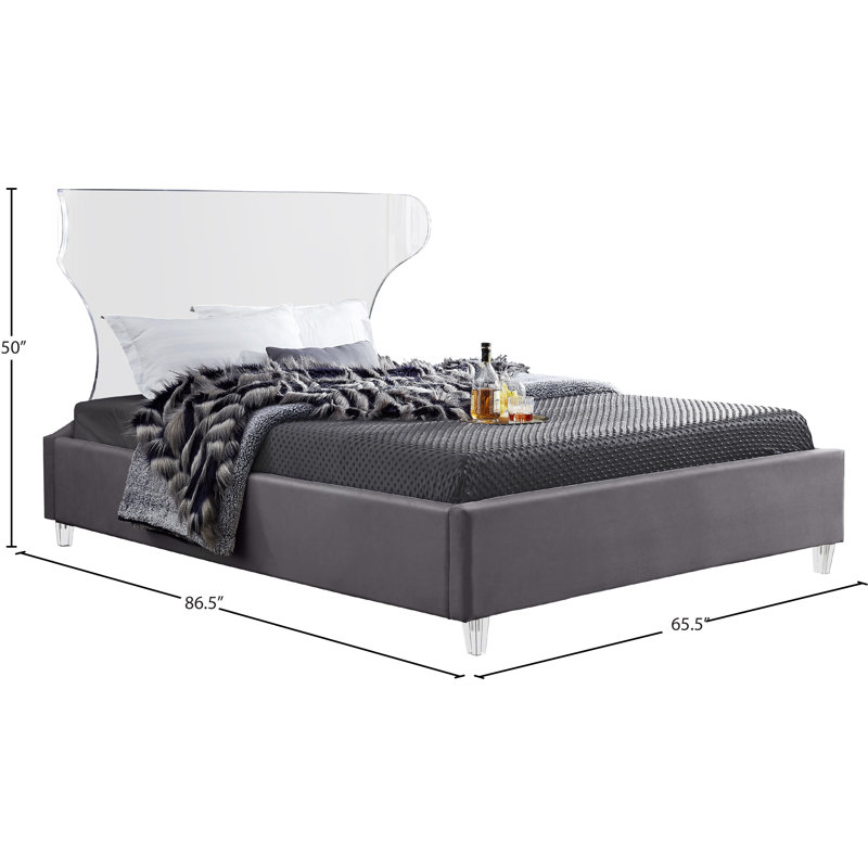 Ulm Upholstered Platform Bed, Queen, Grey Velvet