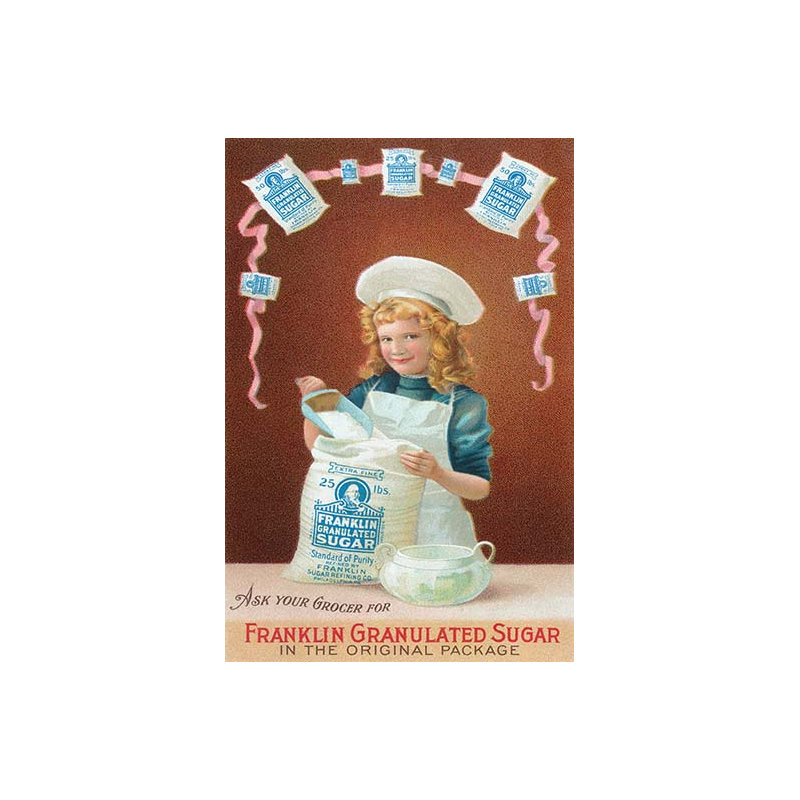 « franklin pregranuléed sucre », affiche rétro, H 66 po x l 44 po