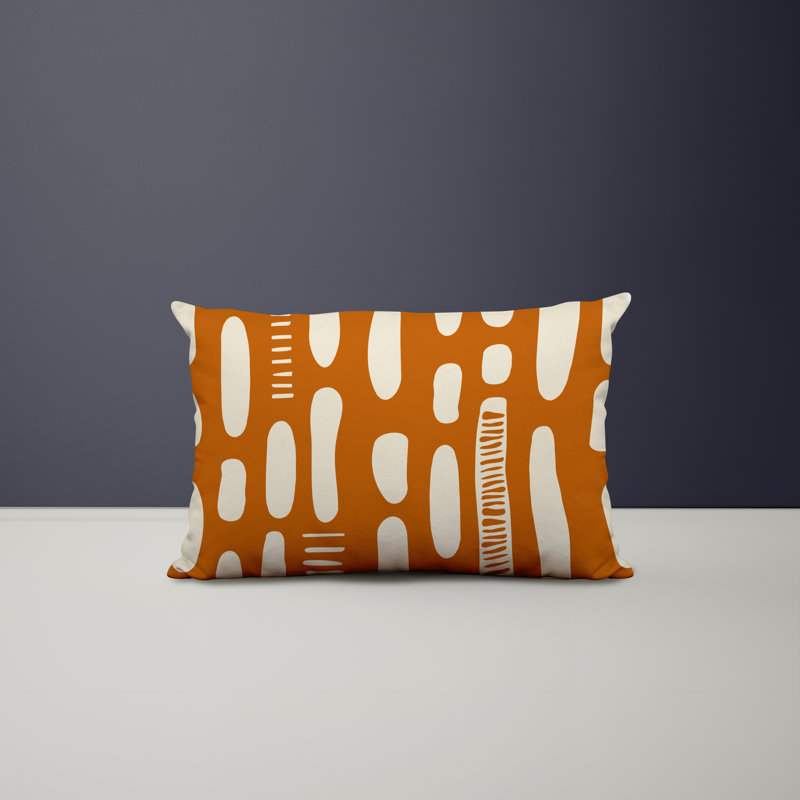 Polyester / Mélange de polyester Housse de coussin rectangulaire intérieure / extérieure lombaire et insert, Orange