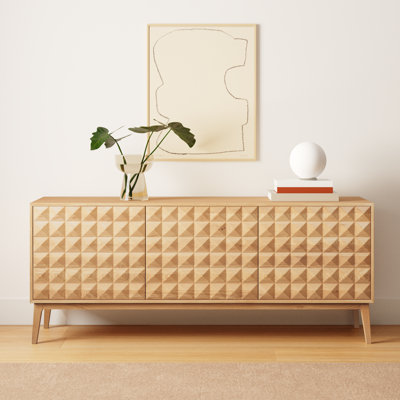Buffet en bois blanc chêne américain de 71 po Abbie