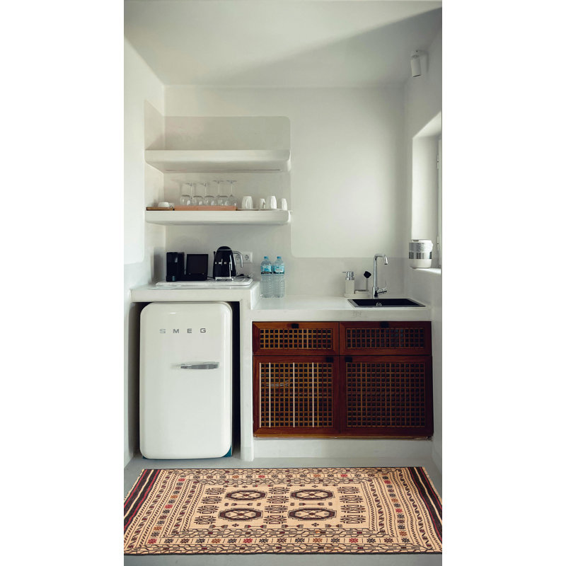 Tapisserie Shiravan SMK beige kilim 4 pi 3 po x 6 pi 4 po