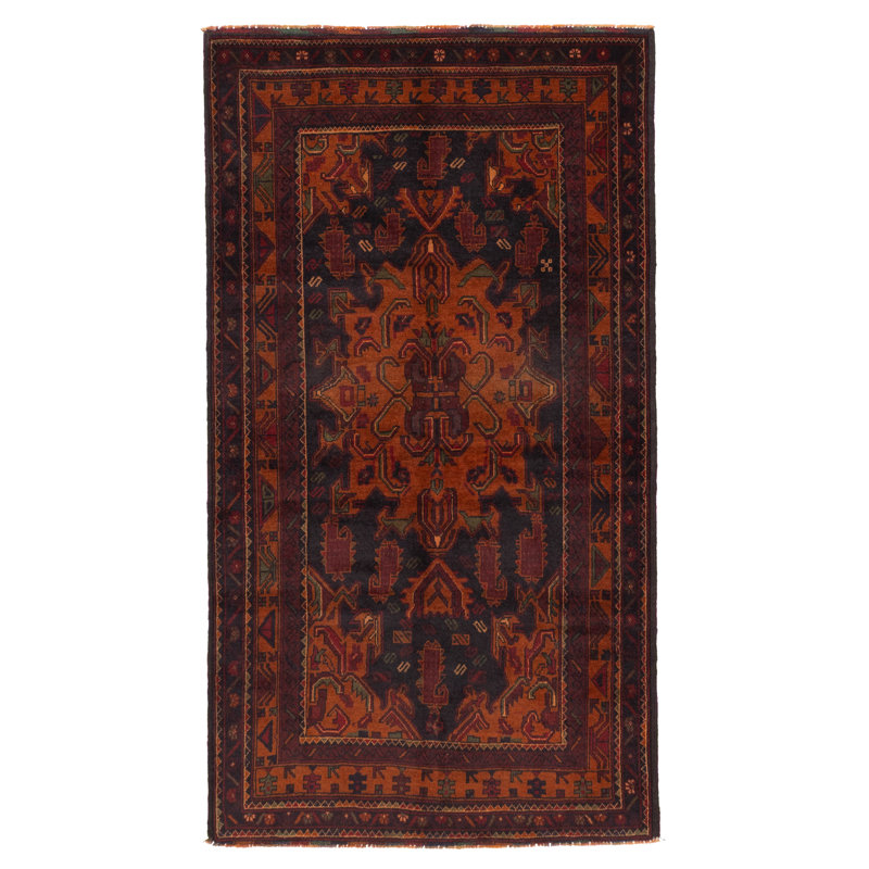 Tapis rouille noir Teimani 3 pi 8 po x 6 pi 8 po