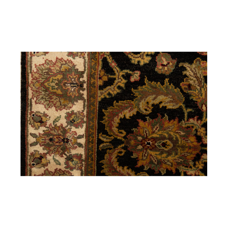 Tapis noir et ivoire de haute qualité noué à la main Trinity