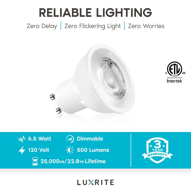 6.5 Watt (50 Watt Equivalent), MR16 LED, Dimmable Light Bulb, GU10/Bi-pin Base