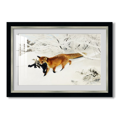 Renard dans un paysage enneigé (Räv i snölandskap), 1900 - Bruno Liljefors - Estampe encadrée sur mesure