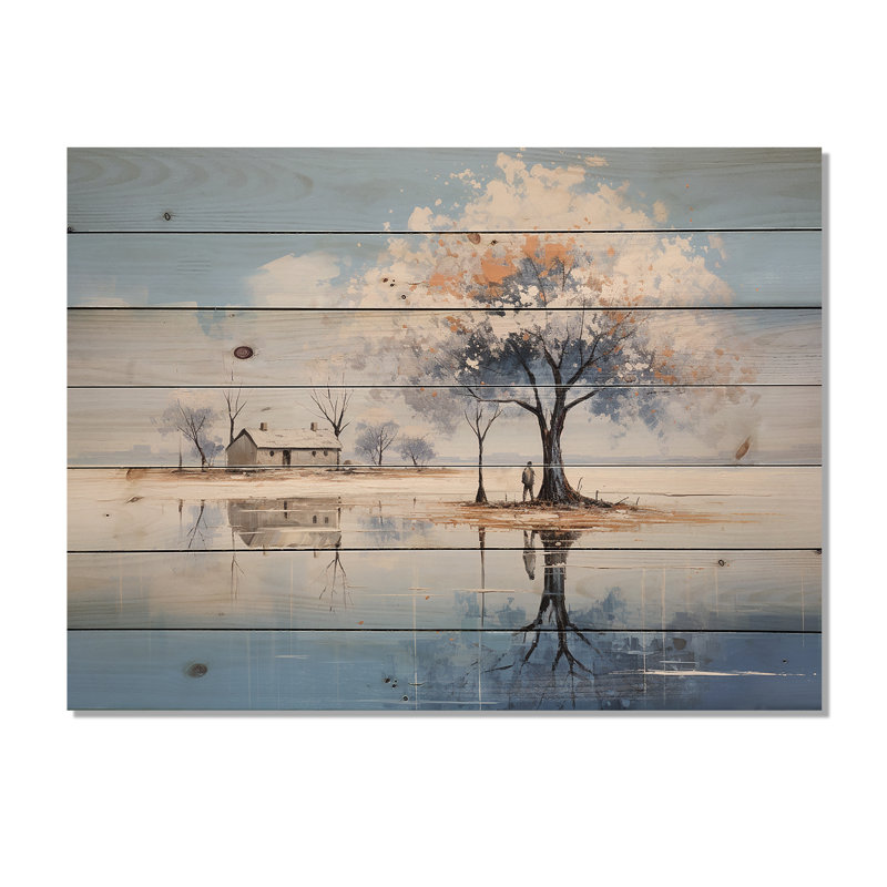 Minimalisme Lakefront Cottage Oasis II - paysage sur bois, H 34 po x l 44 po x P 0,78 po