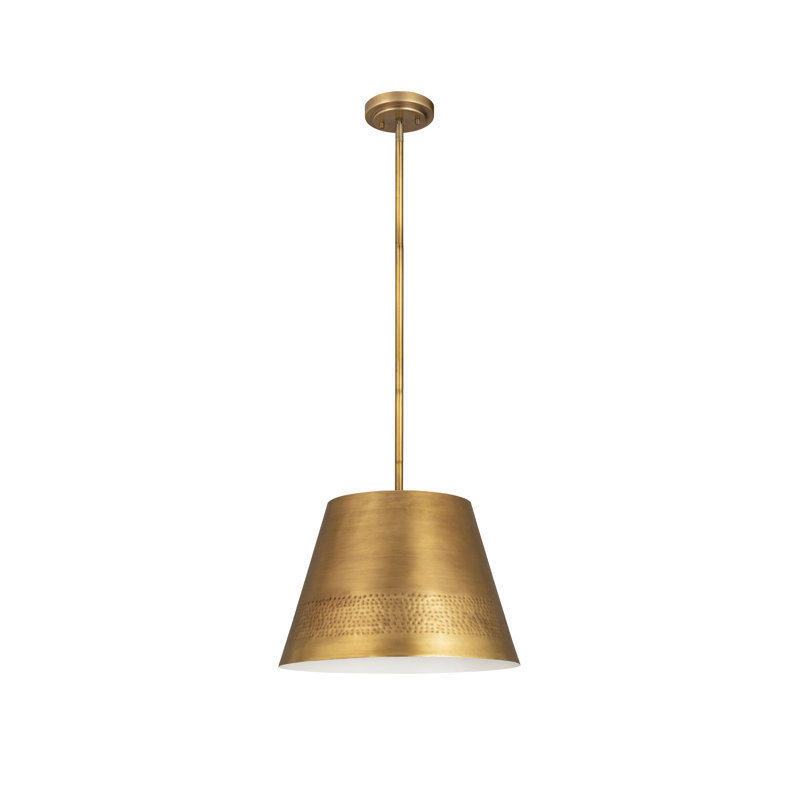 Aire 1 - Light Single Pendant, Rubbed Brass, 13.5" H x 18" W x 18" D
