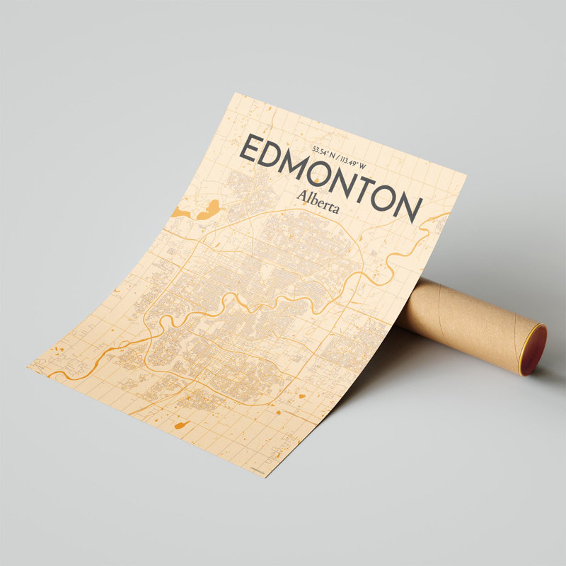 Edmonton City Map, impression, H 20 po x l 16 po